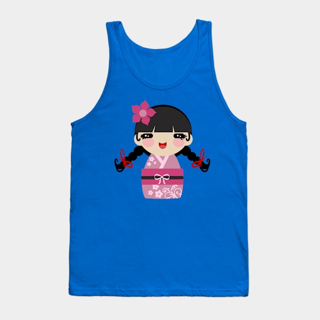 Pink Kokeshi Tank Top by saradaboru